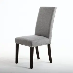 Richard Upholstered Dining Chair (Set of 2) Steel Grey Linen Effect / Black