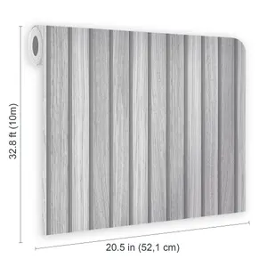 Fresco Wooden Slats Grey Wallpaper