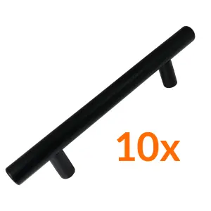 Dihl Black T Bar Furniture Handle Cupboard Cabinet Kitchen - 160mm - Pack of 10