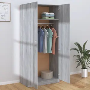 Wardrobe Grey Sonoma 90x50x200 cm Engineered Wood