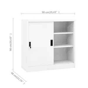 Berkfield Office Cabinet with Sliding Door White 90x40x90 cm Steel