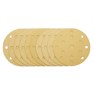 Draper Gold Sanding Discs with Hook & Loop, 150mm, 120 Grit, 15 Dust Extraction Holes (Pack of 10) 08473