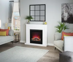 Be Modern Calida White & black Inset Electric Fire suite