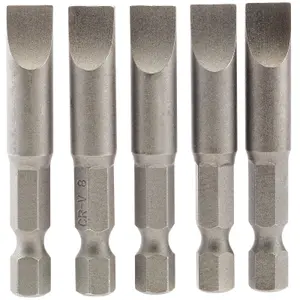 Draper 8mm 1/4" Hex. Plain Slot Insert Bit 50mm Long x 5 64280