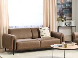 3 Seater Fabric Sofa Brown ASKIM