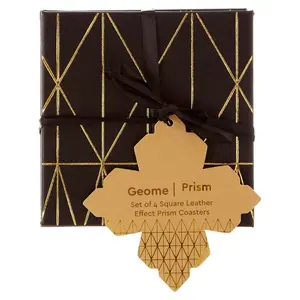 Geome Wood Square 4 Piece Coaster Set (Set of 4)