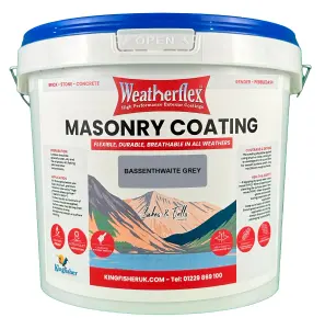 Weatherflex Smooth Premium Masonry Paint - 10L - Bassenthwaite Grey -  For Brick, Stone, Concrete Block, Concrete, Render