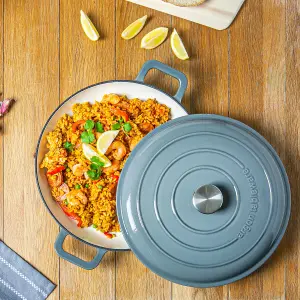 Argon Tableware - Cast Iron Shallow Casserole Dish - 2.3 Litre - Slate Grey