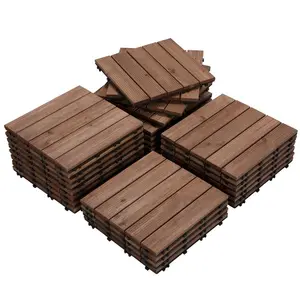 30cm L x 30cm W Interlocking Wood Deck Tile (Set of 27) Brown