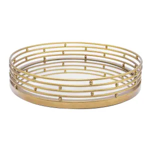 Green Decore Paz Circular Modern Brass Iron Tray 31 CM Round