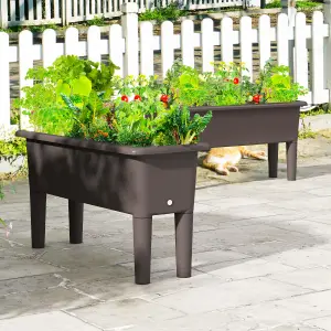 Costway 2 PCS Raised Garden Beds Outdoor Plastic Planter Box w/ Detachable Legs