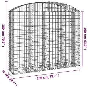 Berkfield Arched Gabion Basket 200x50x160/180 cm Galvanised Iron