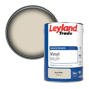 Leyland Trade Vinyl Matt Walls & Ceilings Emulsion Paint Bone White (PPG14-22) 5L