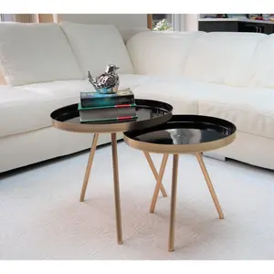 Chaney Side Table with Tray Black