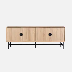 sweeek. 157.5cm TV stand with storage Bazalt Light wood 157.5x39x60 cm