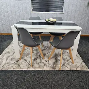 Dining Table With 4 Chairs, Dining Table Room Set 4, kitchen set of 4, White Black Table, 4 Grey Tulip Chairs, Kosy Koala