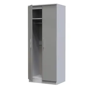 Harrow 2 Door Wardrobe in Grey Gloss (Ready Assembled)