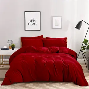 Super Soft 250 TC Microfibre Reversible Plain Duvet Cover Set Burgundy / Super King Duvet Cover + 2 Pillowcases