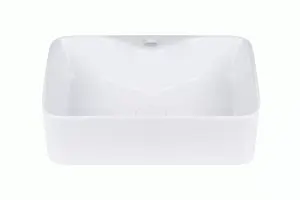 Bathroom Countertop Basin Sink 490mm White Ceramic Rectangle Cloakroom Sit On UP