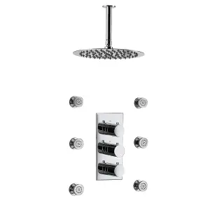 CALLA 2 WAY SLIM ROUND CEILING THERMOSTATIC CONCEALED BATHROOM SHOWER BODY JETS