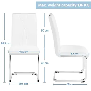 Yaheetech 2PCS White Faux Leather Dining Chairs with Metal Legs