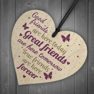 Red Ocean Best Friends Friendship Gifts Handmade Wood Heart Keepsake Sign Birthday Gift For Friend Keepsake