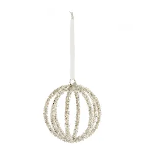 Silver Glass Round Bauble (D) 75mm