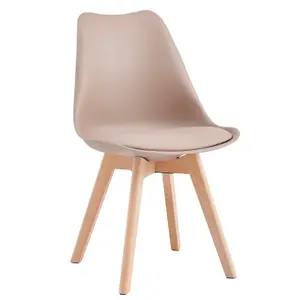 Single Dining Chair with Solid Wooden Legs and Seat Cushion Pad - Eva by MCC