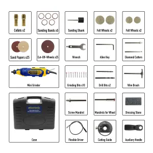 Skotek Rotary Tool Accessory Kit and Case Variable Speed 8000 to 33000rpm Ideal for DIY and Hobby Craft Dremel Compatible