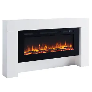 FLAMME Carmaux 63" / 161cm Freestanding Electric Fireplace Suite, 3 Flame Colours, 2000W Heater, Cement Grey