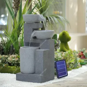 Outdoor Solar Power Garden Water Feature with LED Lights 72cm