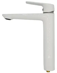 Invena White/Chrome Very Tall Bathroom Sink Elegant Standing Mixer Tap Single Lever