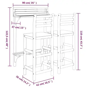 3 Piece Balcony Bar Set Solid Wood Acacia