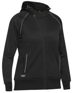 BISLEY WORKWEAR WOMEN'S FLEECE ZIP FRONT HOODIE WITH SHERPA LINING  BLACK 24