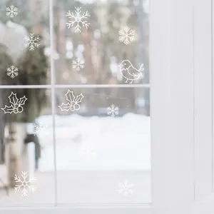 Robin, Holly & Snowflakes Window or Wall Stickers