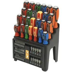 61 PACK - Hammer Through Screwdriver Nut Driver & Bit Set - Strike Cap & Storage