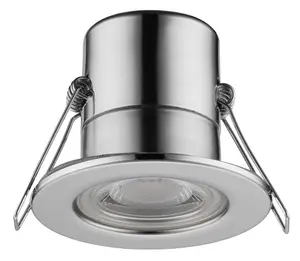 Luceco Eco Silver Chrome effect Fixed LED Fire-rated Warm white Downlight 5W IP65, Pack of 6