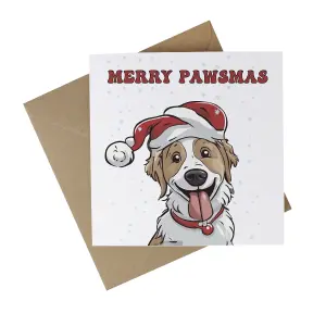 Eco-Friendly Christmas Cards - Recycled Card Plastic Free Novelty Xmas Greetings Cards Gift - Merry Pawmas Dog - Pack of 10