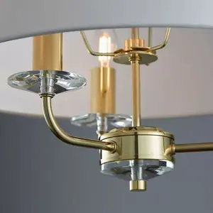 3 Bulb Ceiling Pendant Lamp & 2x Matching Twin Wall Light Modern Brass Plate