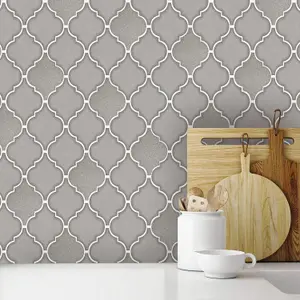 Holden Retro Trellis Tile Ogee Geometric Glitter Geo Tiling On a Roll Wallpaper Charcoal Grey 89311