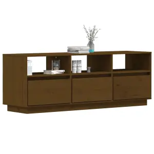 Berkfield TV Cabinet Honey Brown 140x37x50 cm Solid Wood Pine