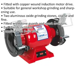 Powerful 150mm Bench Grinder with 370W Induction Motor and Dual Grinding Stones