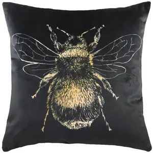 Evans Lichfield Gold Bee Velvet Polyester Filled Cushion