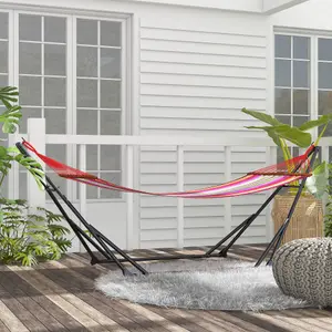 Outsunny Foldable Hammock Stand, 2 in 1 Hammock Net Stand, Hammock Chair Stand