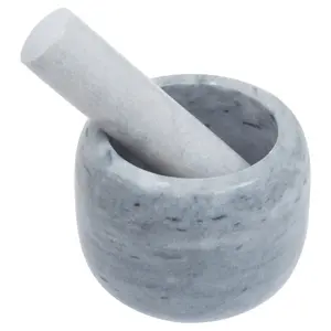 Maison by Premier Salerno Grey Marble Clean Sided Mortar And Pestle