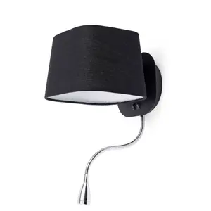 Luminosa Sweet 1 Light Indoor Wall Light Black with Reading Lamp, E27