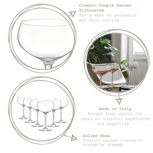 Bormioli Rocco - Bartender Glass Champagne Coupe Saucers - 305ml - Clear - Pack of 6