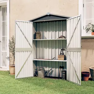 vidaXL Garden Shed Grey 116x45x175 cm Galvanised Steel