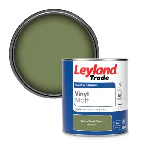 Leyland Trade Vinyl Matt Walls & Ceilings Emulsion Paint Moss Point Green (PPG1121-6) 1L