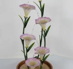 Primrose Potted Pink Lily Tiered Cascading Zinc Water Feature